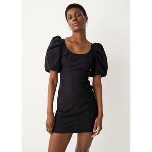 & Other Stories Stockholm Atelier Black Mini Dress Puff Sleeve Ruched Cocktail M